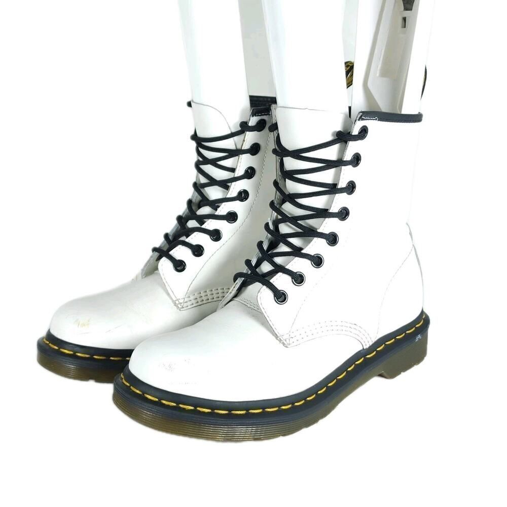 Dr. Martens Women's Pascal US7 White Leather Lace Up Ankle Combat Boots 11821